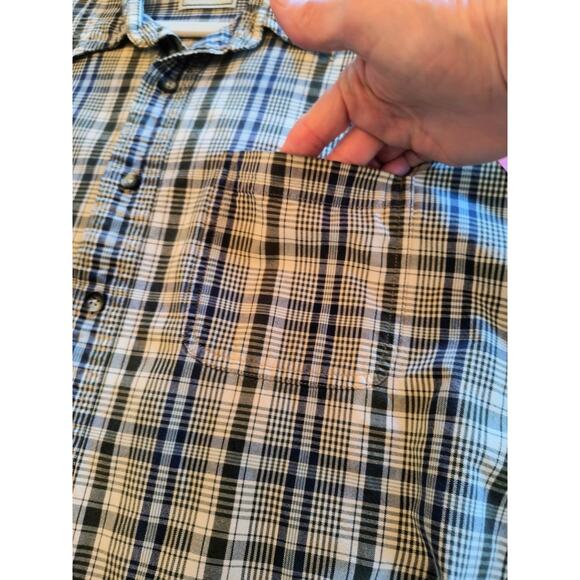 LL Bean Button Down Work Shirt Men's XXL Plaid Blue Green Long Sleeve Minor Flaw - Picture 6 of 12